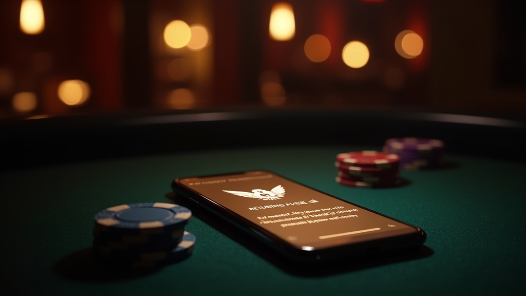 Returning-player bonus offer glowing on a phone in a dark casino lounge