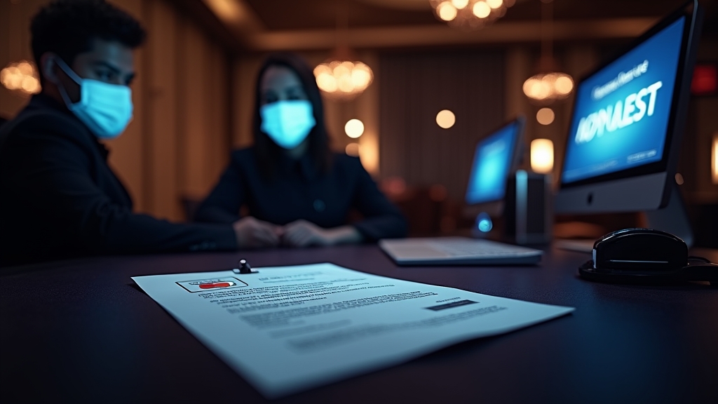 Casino verification desk with ID documents and withdrawal screen